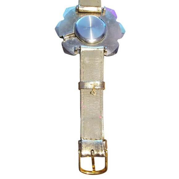 Jasmine Quartz Flower Watch Vintage Genuine Leather Band Gold 8" UNTESTED - Picture 7 of 8